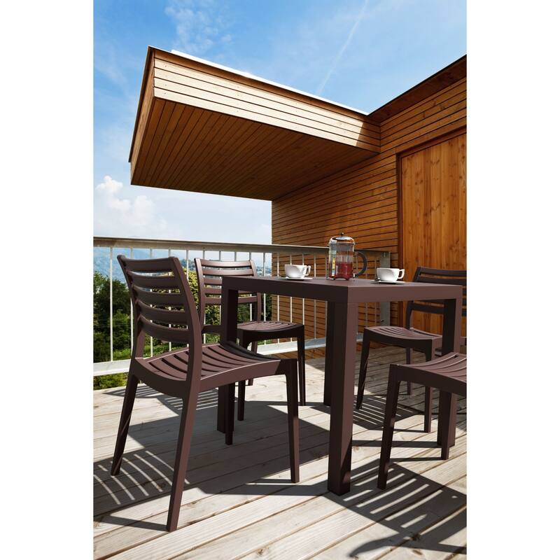 5-Piece Brown Stackable Square Outdoor Patio Dining Set 33"