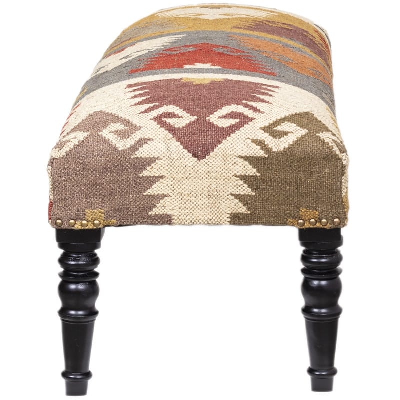 HERAT ORIENTAL Handmade Kilim Upholstered Wooden Bench - 48" W x 16" L x 18" H