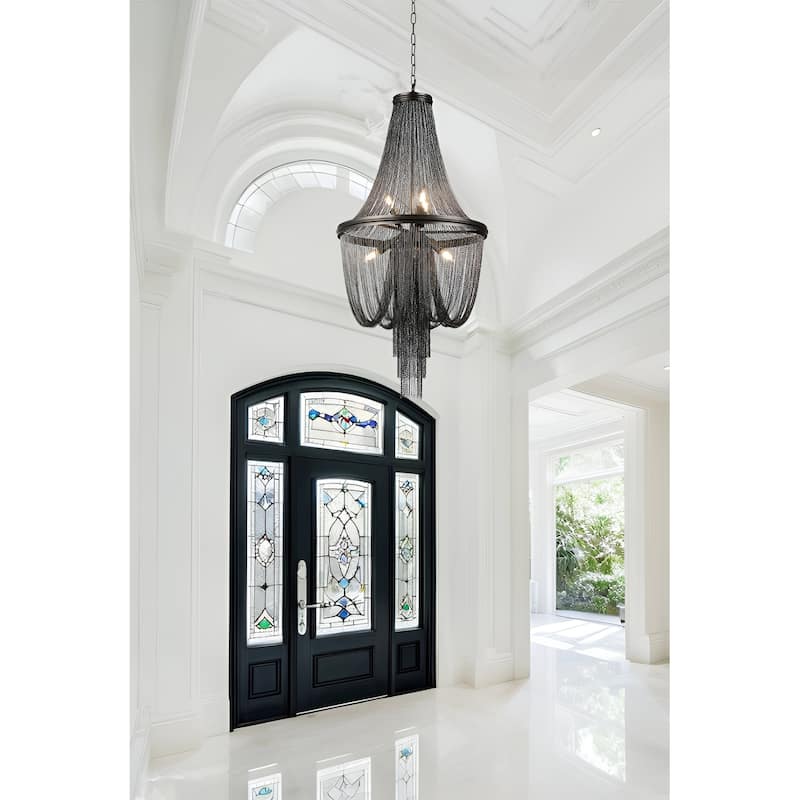 6-Light Glam Graphite Tassel Chain Chandelier
