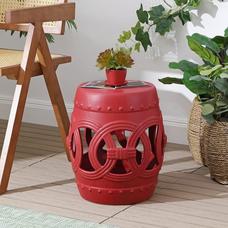 Lucky Coins 16" Chinese Ceramic Drum Garden Stool