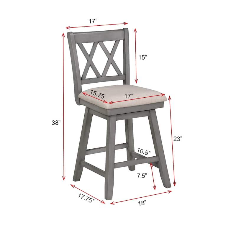 Brookline Wooden Linen Swivel Dining Room Barstool