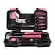 39PCS Hand Tool Set Common Hand Tool Kit, with Black Case - Pink
