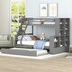 preview thumbnail 10 of 10, Pine Wood Twin over Full Bunk Bed, Trundle, Separates into 3 Platform Beds, Shelves Gray