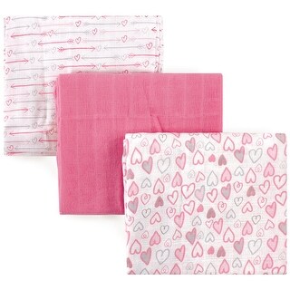 Luvable Friends Baby Girl Muslin Cotton Swaddle Blanket, Love, One Size - Love - One Size