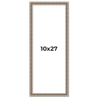 10x27 Frame Silver Versailles Ornate Solid Wood Picture Frame | 1 Inch