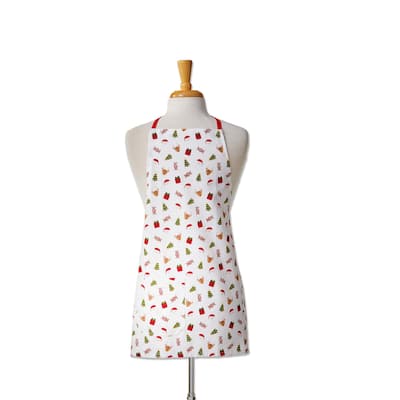 Holiday Cheer Kids Cooking Apron - Multicolor Cotton Kitchen Textile, Machine Washable, 25.5" L x 18" W
