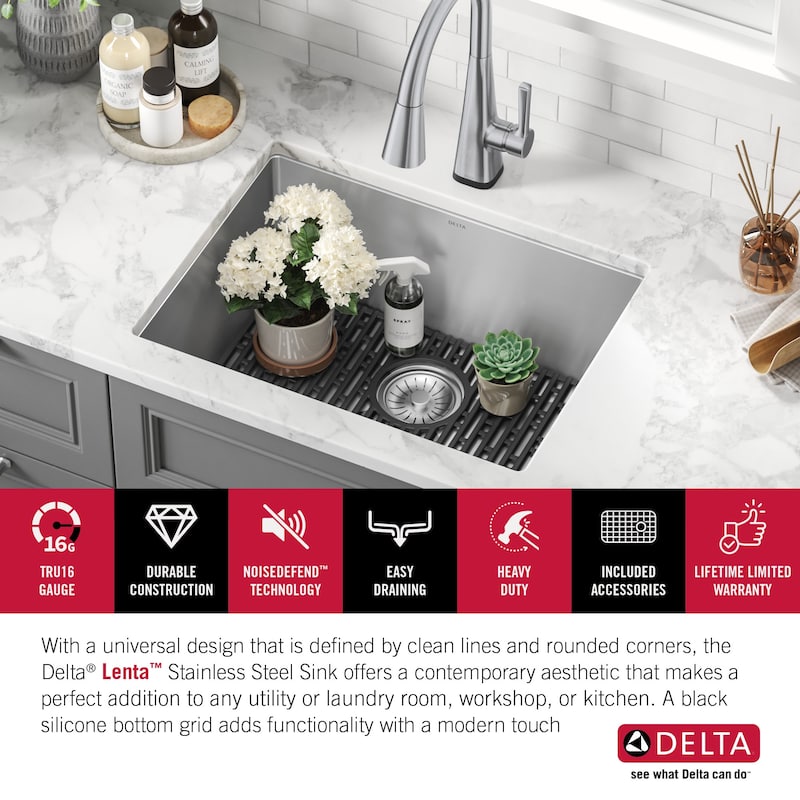 Delta 953034-24SL Lenta 24” Undermount 16 Gauge Stainless Steel Single