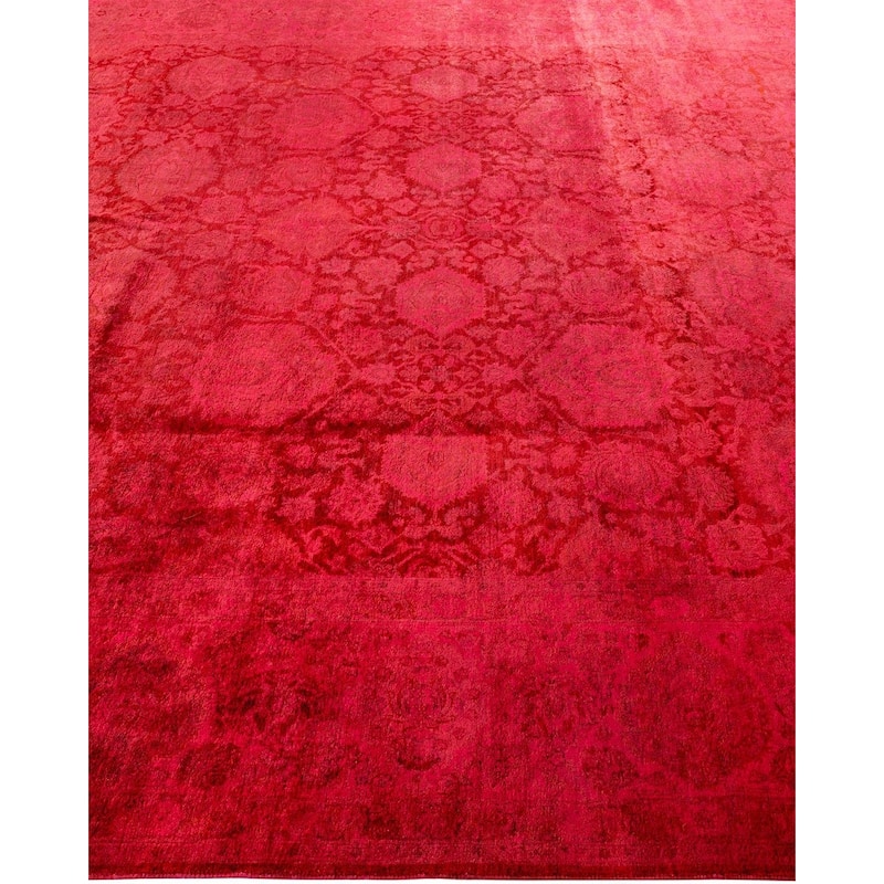 Overton Hand Knotted Wool Vintage Inspired Modern Contemporary Overdyed Pink Area Rug - 8' 2" x 10' 3"