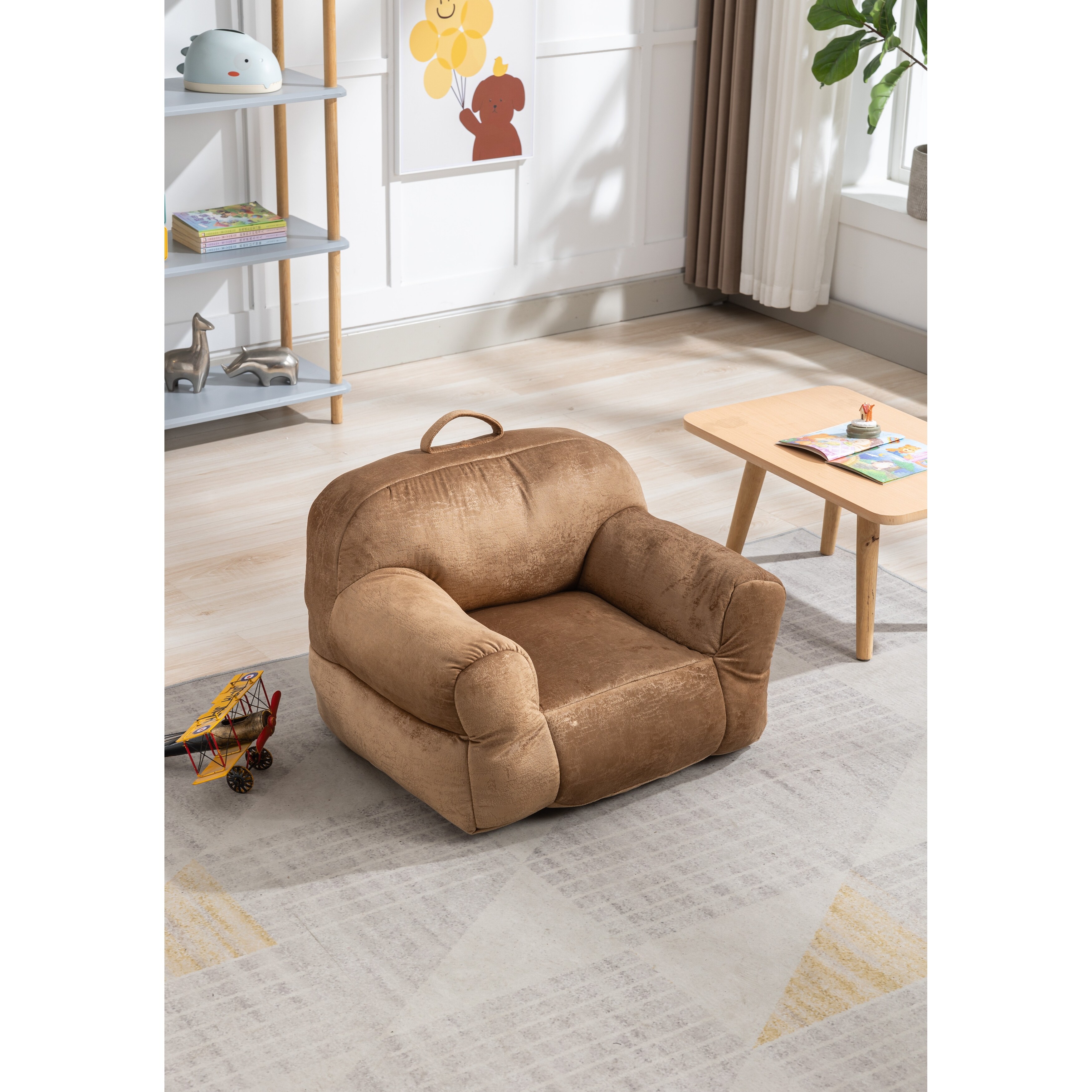 Kids Bean Bag Chair Velvet Fabric Memory Sponge Stuffed Bean Bag