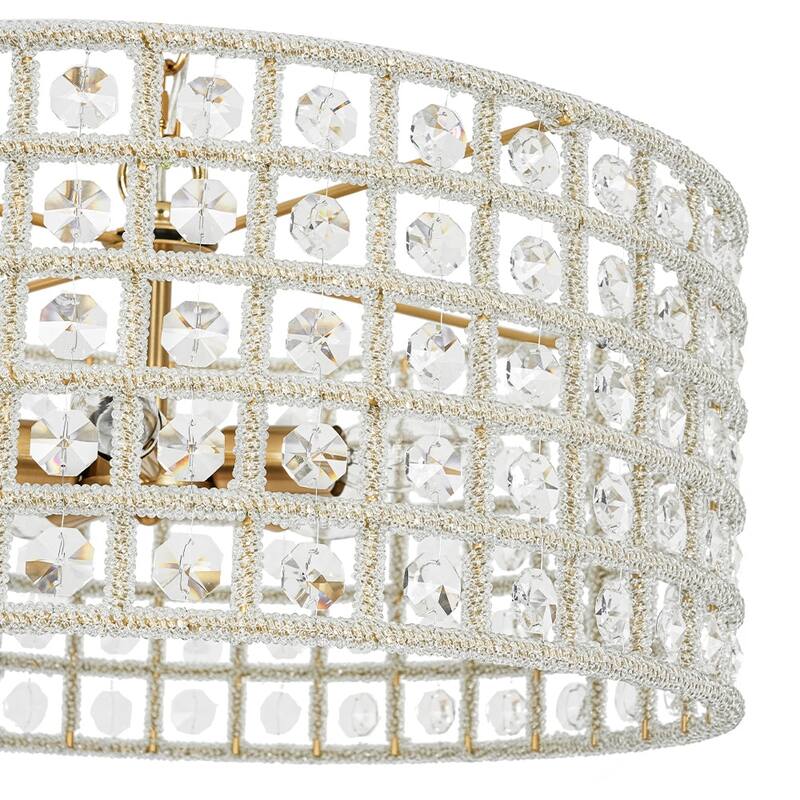 Glam 5-Light Drum Caged Radiant Crystal Chandelier - N/A