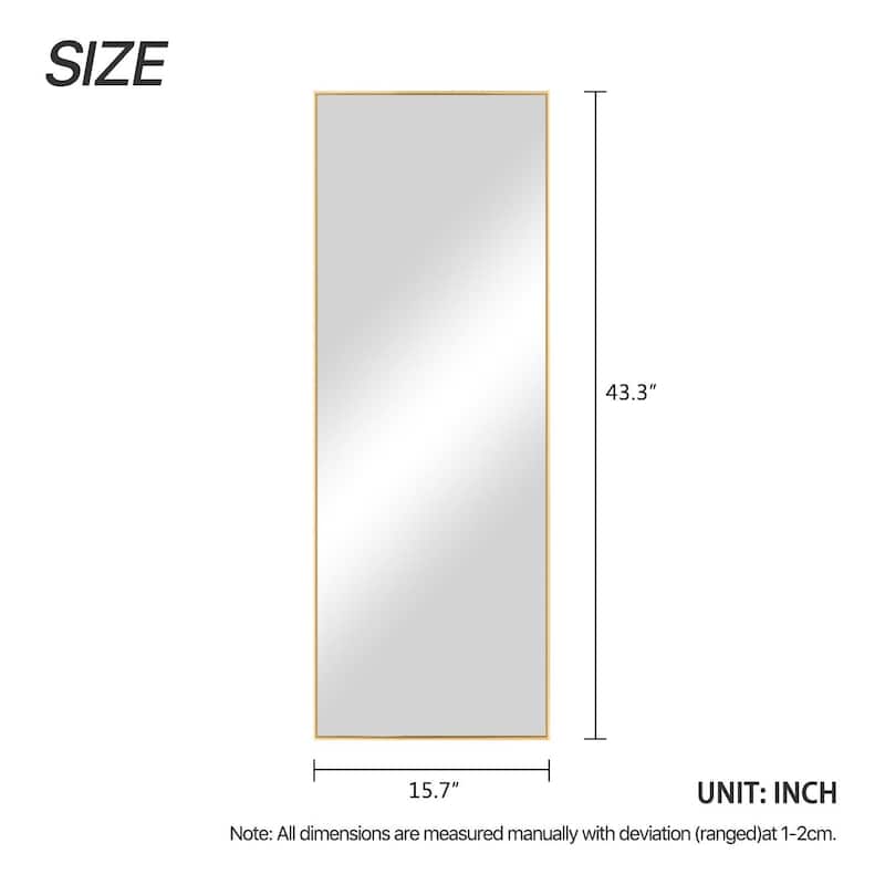 Modern Sleek Metal Frame Full-length Hanging or Leaning Wall Mirror