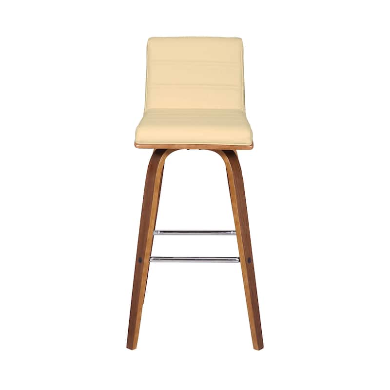 Skara Swivel Bar Stool, Upholstered Bar Height Chair with Bentwood Frame