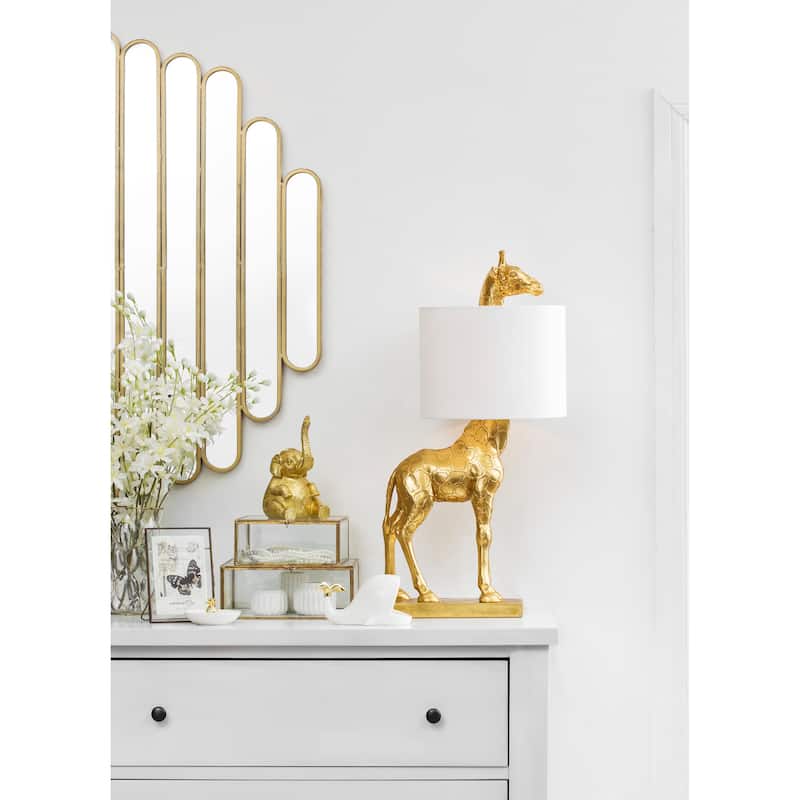 Resin Giraffe Table Lamp with Linen Shade