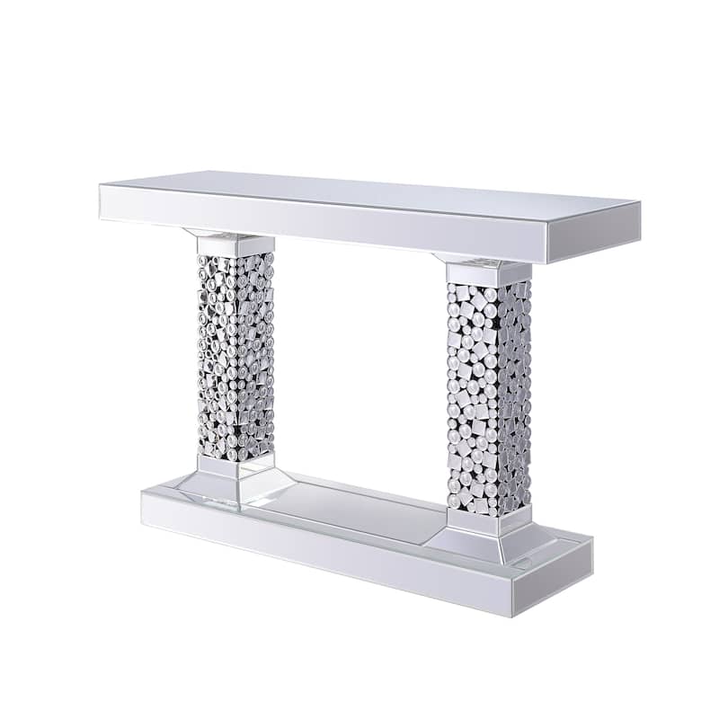 Lachina Glam Mirrored & Faux Gems Console Table - Silver