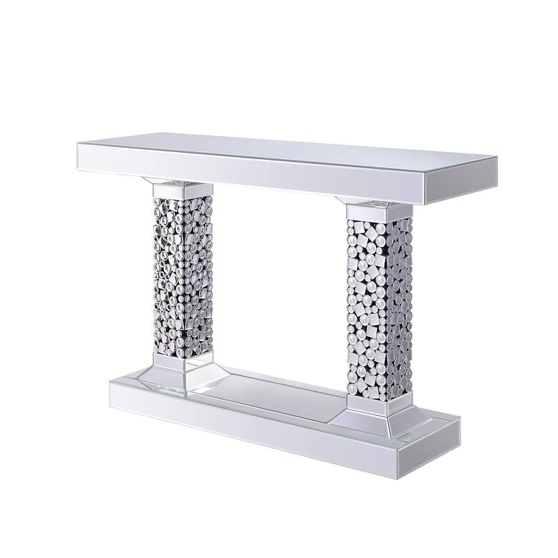 Mirrored & Faux Gems Console Table - Silver