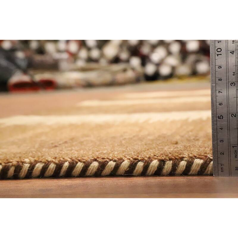 Hand Knotted Oriental 100% Wool Carpet Modern Modern Brown Gabbeh Area Rug - 7' 10'' X 5' 7''