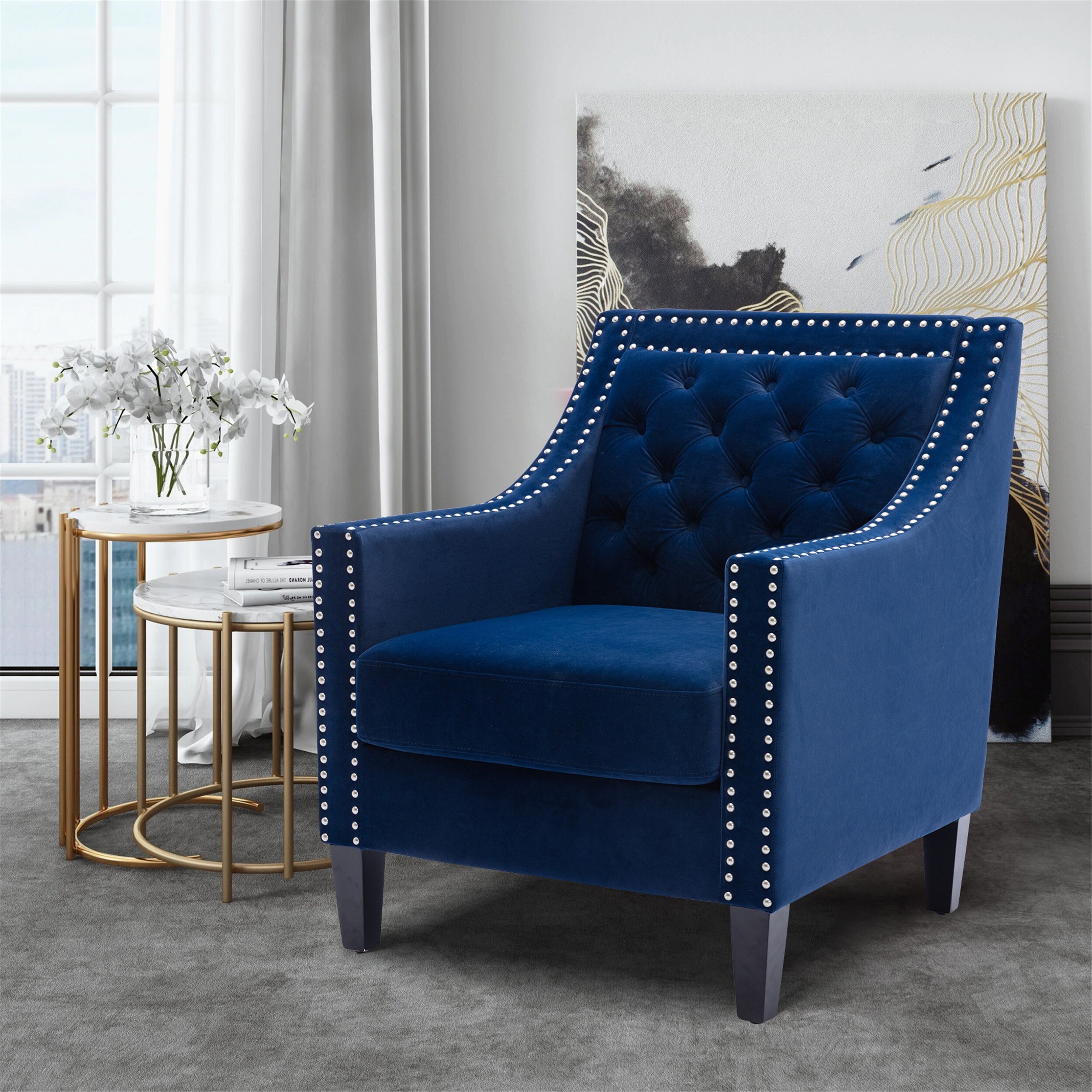 Navy blue sales studded chair