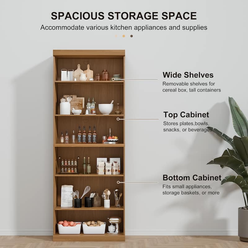 Doorless Wood Bookshelf Storage Cabinet Bookcase&Office Cabinet for Kitchen Bedroom Entryway Living Room Dinning Room