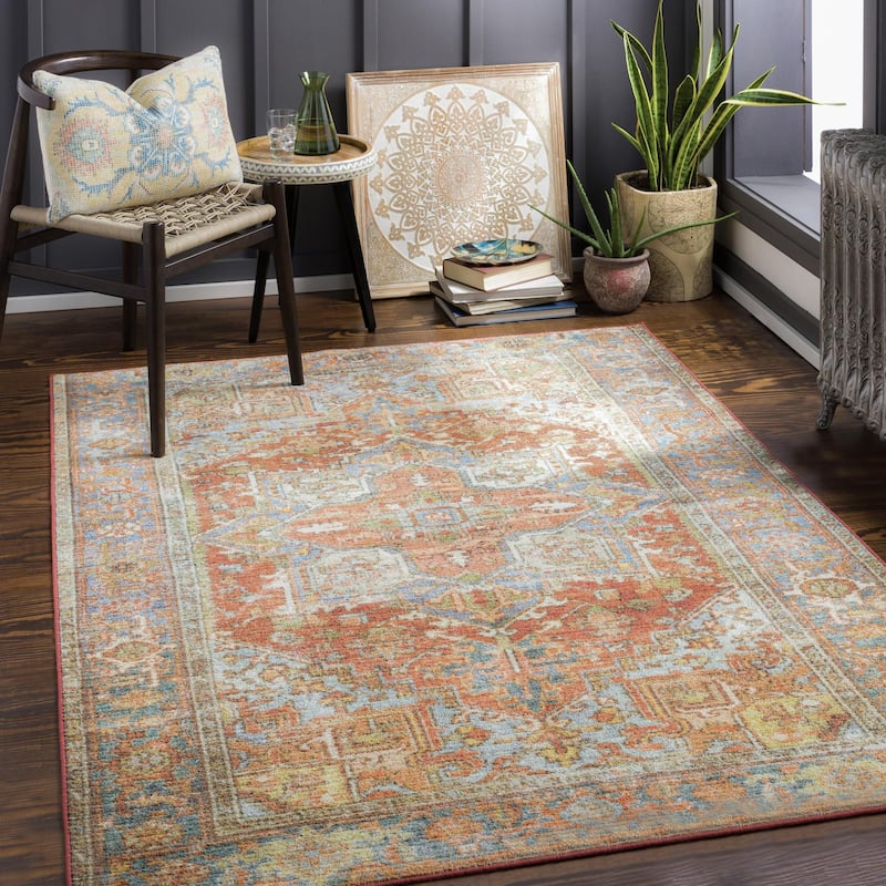 Livabliss Leicester Persian Machine Washable Area Rug - 6' 7" x 9' - Burnt Orange