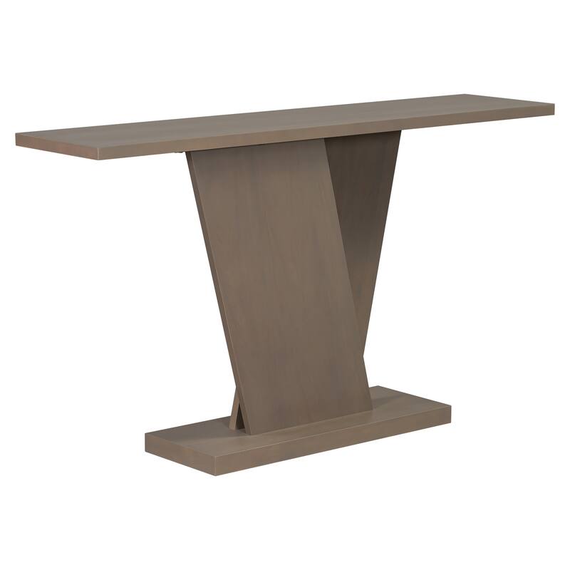 59.8" V-Base Console Table with Natural Wood Veneer