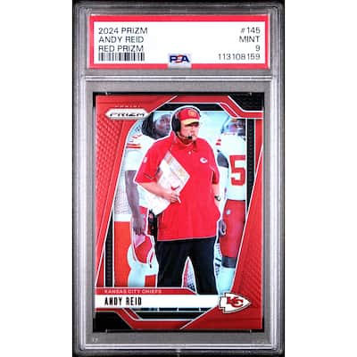 Andy Reid 2024 Panini Prizm Red Football Card #145 Graded PSA 9 - 8' x 11'