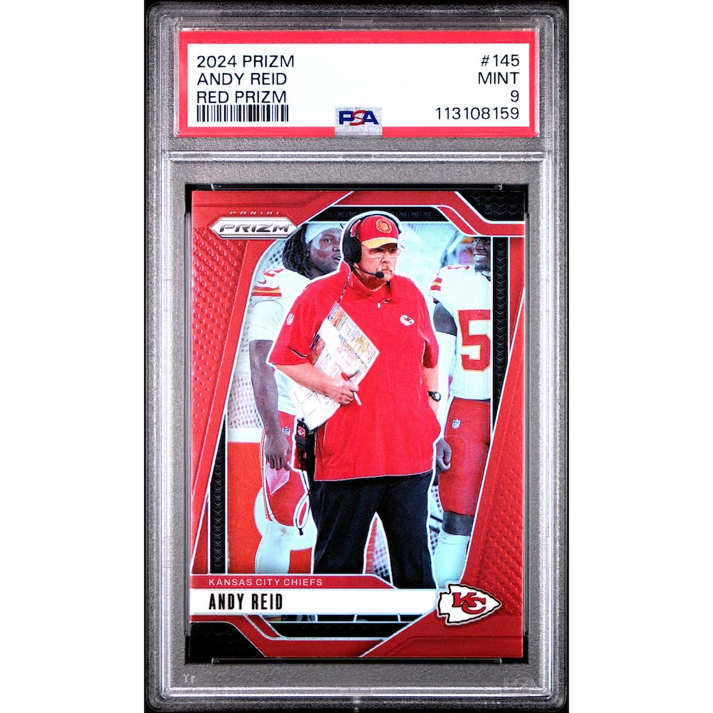 Andy Reid 2024 Panini Prizm Red Football Card #145 Graded PSA 9 - 8' x 11'