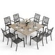 preview thumbnail 28 of 54, MAISON ARTS 9-Piece Patio Dining Set, 60 Inch Square Metal Table and 8 Metal Dining Chairs
