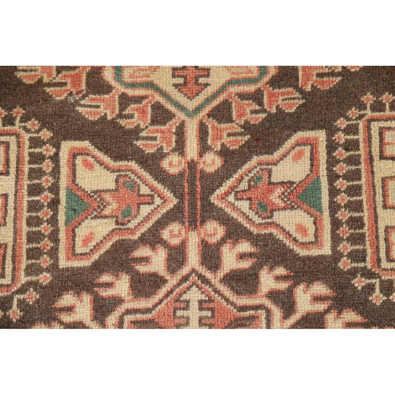 Ardebil Persian Vintage Runner Rug Hand-Knotted Wool Carpet - 3'7"x 10'7"
