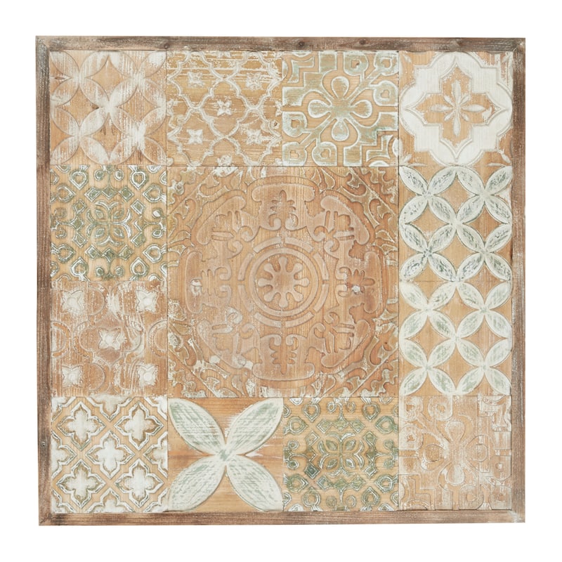 Carved Pattern Wood Wall Decor 33 x 1 - 33 x 1 x 33