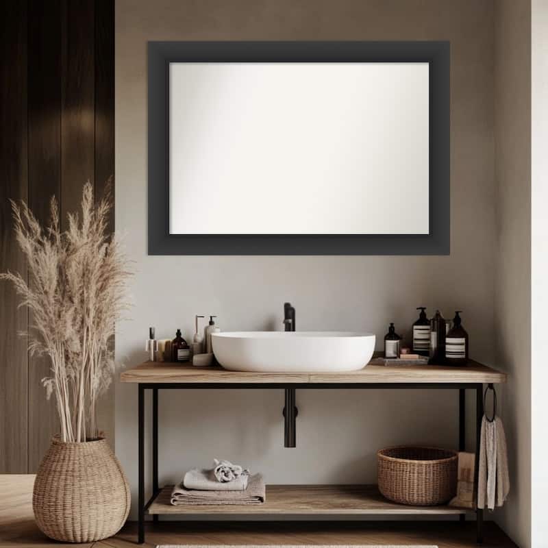 Sloped Non-Beveled Framed Bathroom Vanity Wall Mirror