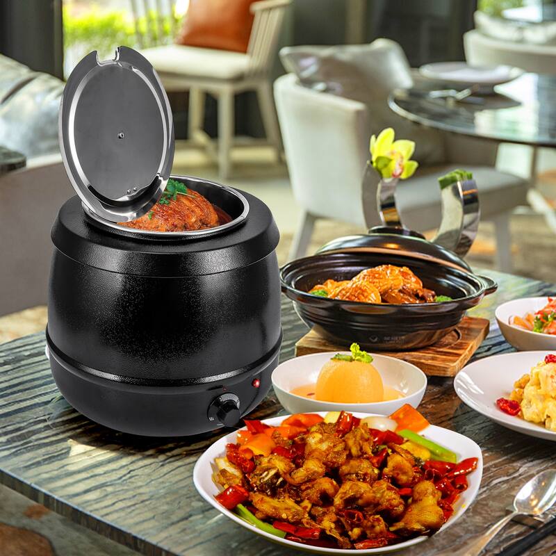 10.5QT Commercial Soup Kettle Warmer with Detachable Chafing Dish - 10.5 Quart - 10.5 Quart - Black - 1 Piece