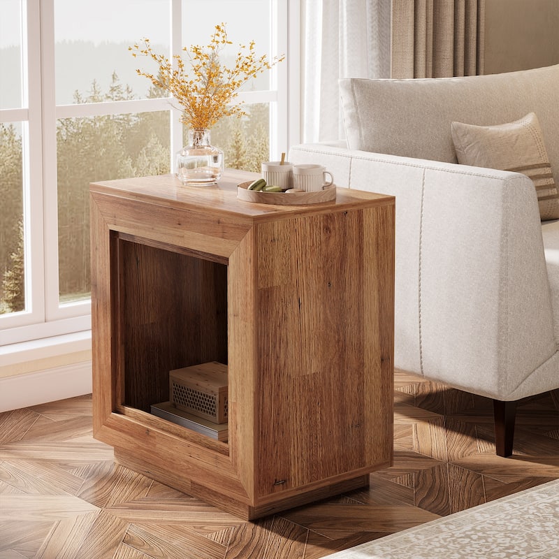 End Table, Side Table with Storage Shelf, Nightstand Bedside Table for Bedroom, Living Room, Entryway - Natural Oak