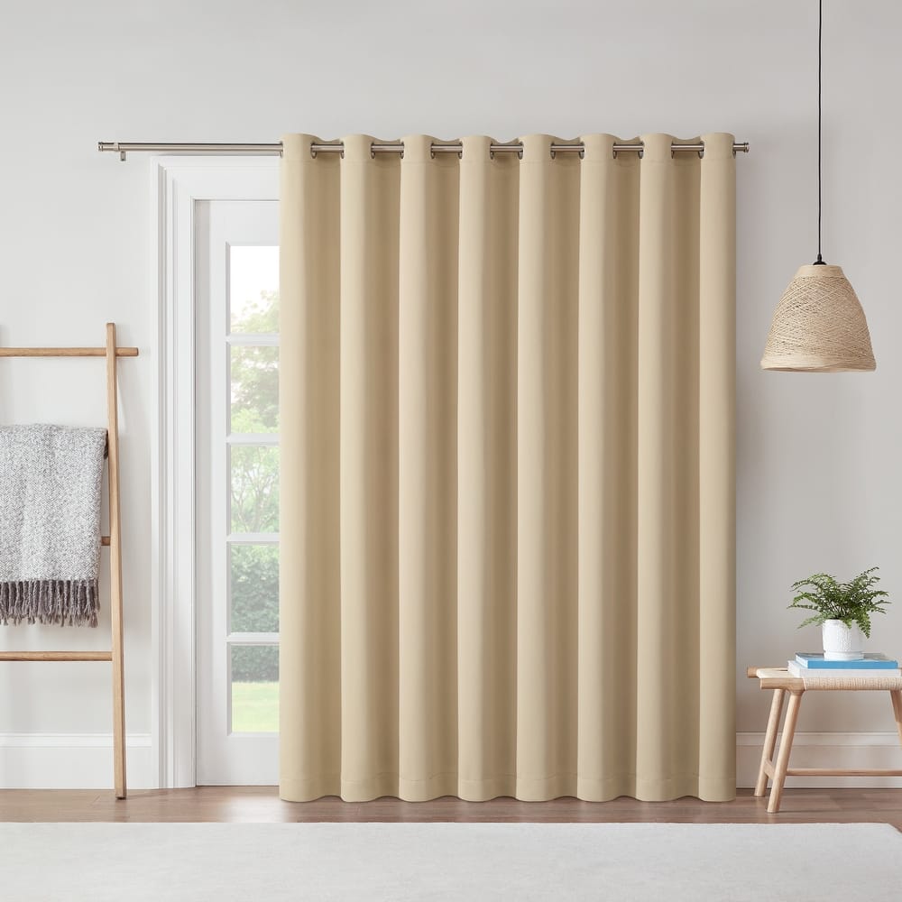 Eclipse Blackout Curtains, Darrell Thermaweave Grommet Extra Wide Curtains, Sliding Door Curtains 84 in x 100 in