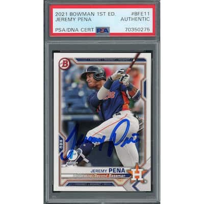 Jeremy Pena 2021 Bowman 1st Edition Signed Rookie Card #BFE11 Auto PSA 70350275 - 8'6" x 11'6"