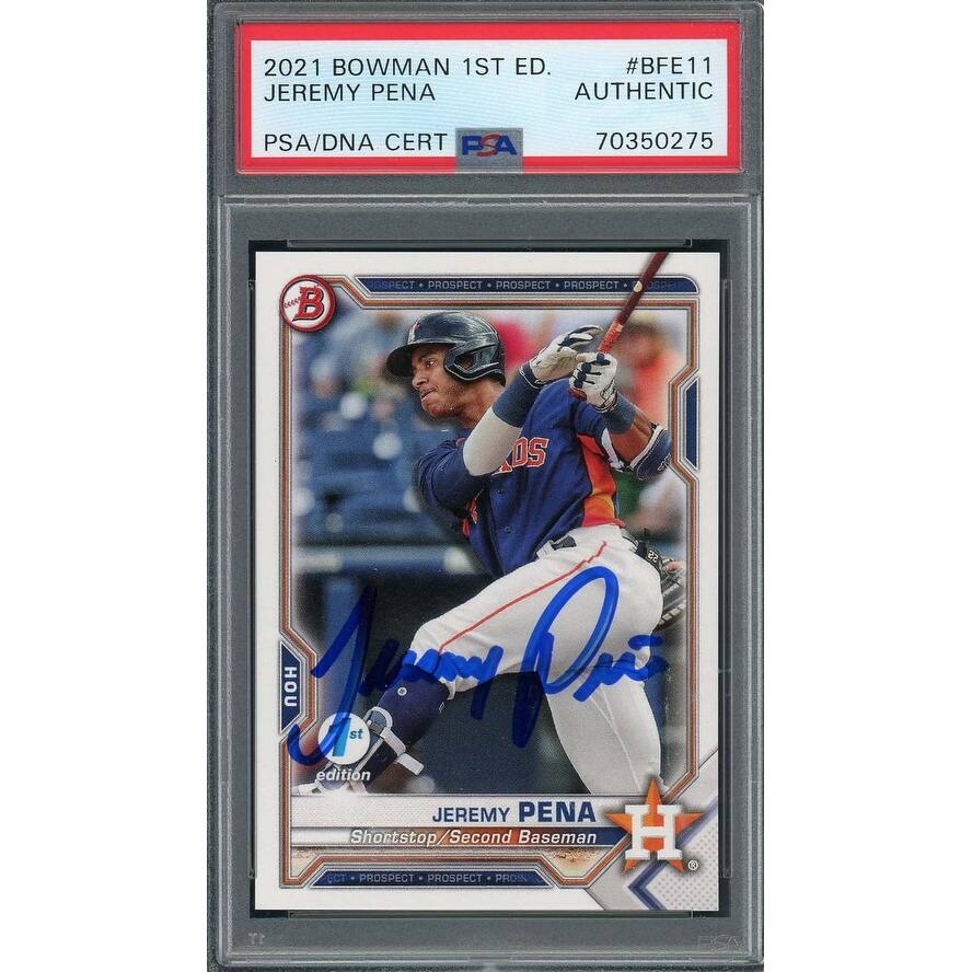 Jeremy Pena 2021 Bowman 1st Edition Signed Rookie Card #BFE11 Auto PSA 70350275 - 8'6" x 11'6"