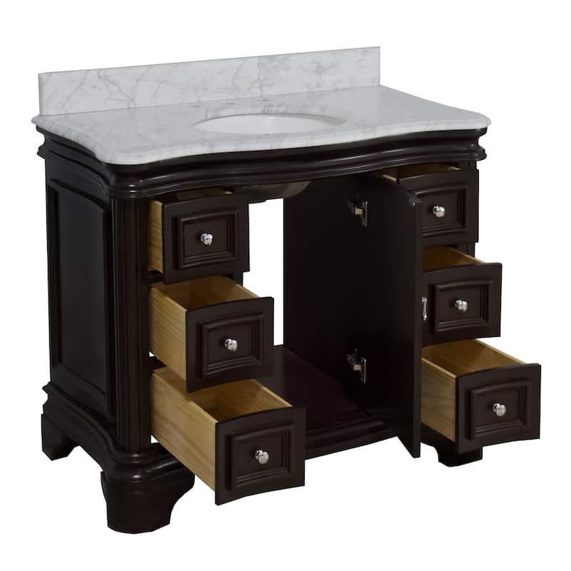 KitchenBathCollection Katherine 42" Bathroom Vanity with Carrara Marble Top