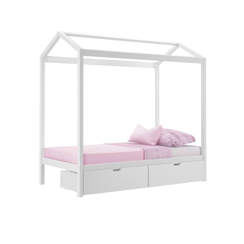 Max and Lily Twin House Bed with Storage Drawers