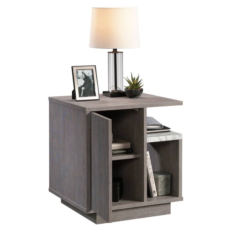 Wood Nightstand with Contemporary Design, Brown