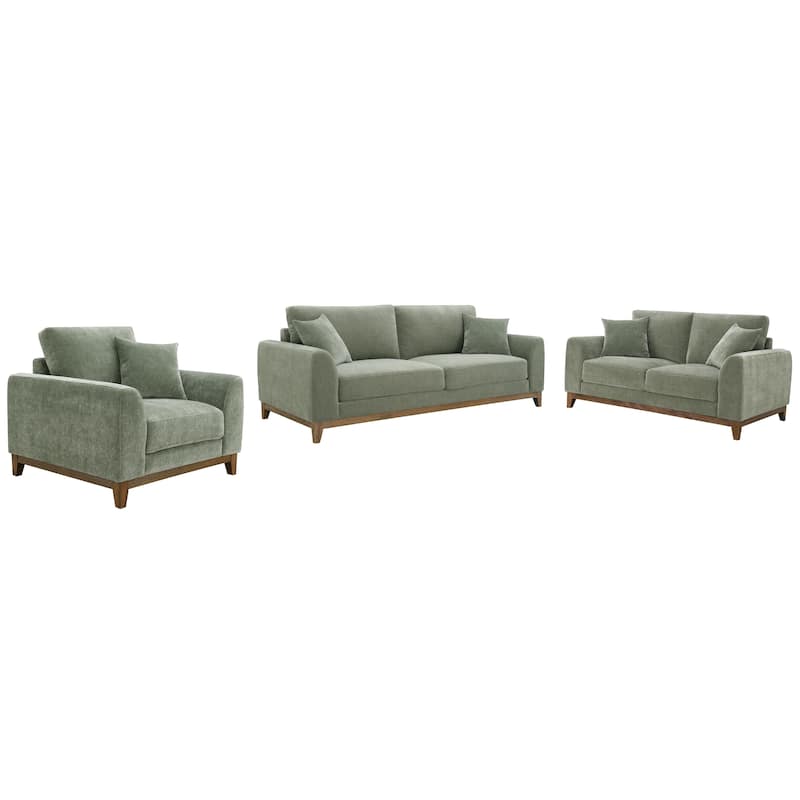 Furniture of America Lurek Mid Century Modern 3-Piece Chenille Sofa Set
