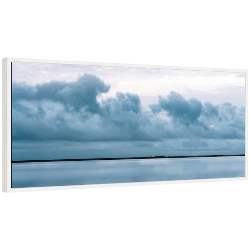 Kate and Laurel Sylvie Minimalist Sky Reflection In Iceland Framed Canvas by Michael Schauer - 40x18 - White