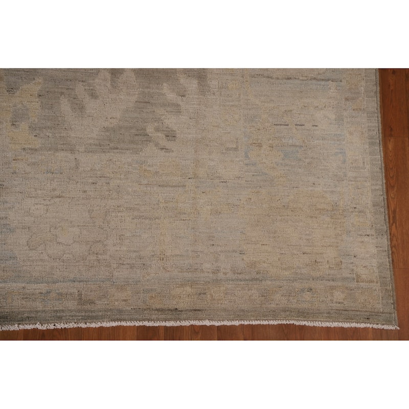 Gray Floral Oushak Turkish Area Rug Hand-knotted Oriental Wool Carpet - 9'1"x 11'10"
