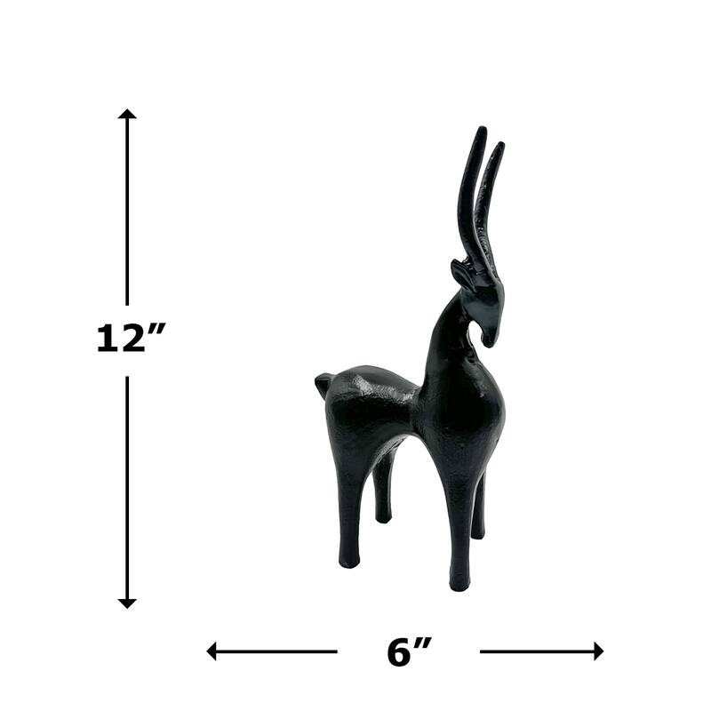 12 Inch Tall Decorative Handmade Aluminum Goat Sculpture - 6 x 3 x 12 in