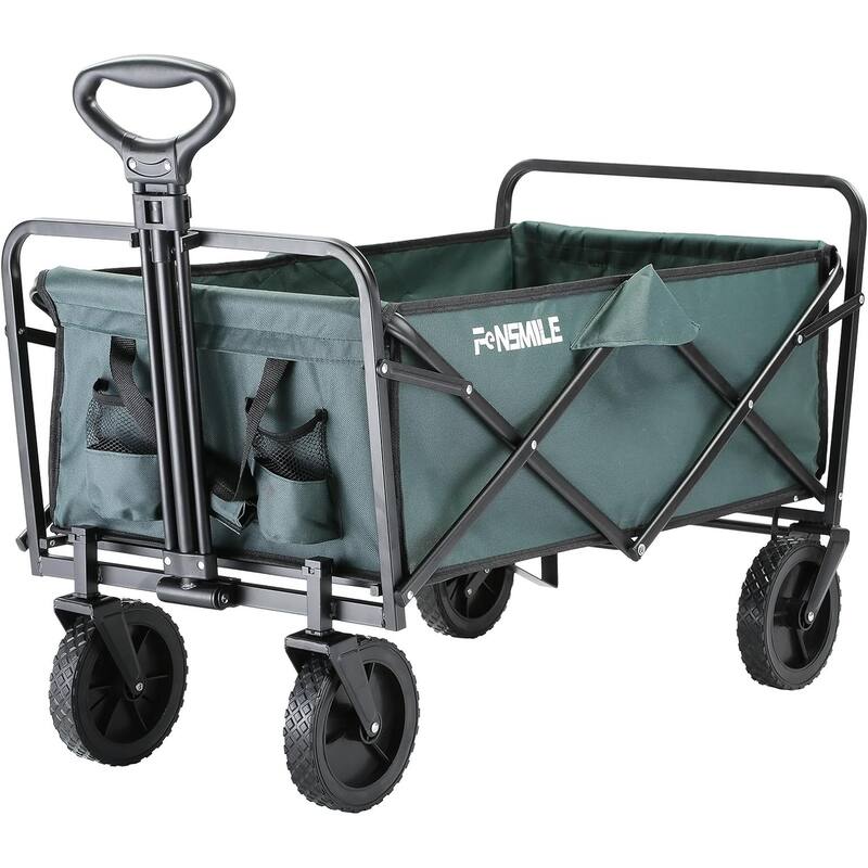 Heavy-Duty Collapsible Folding Wagon - 220lb Capacity All-Terrain Utility Cart for Camping & Beach