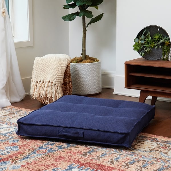 22 Square Floor Pillow, Meditation Pillow Solid Thick Tufted Seat
