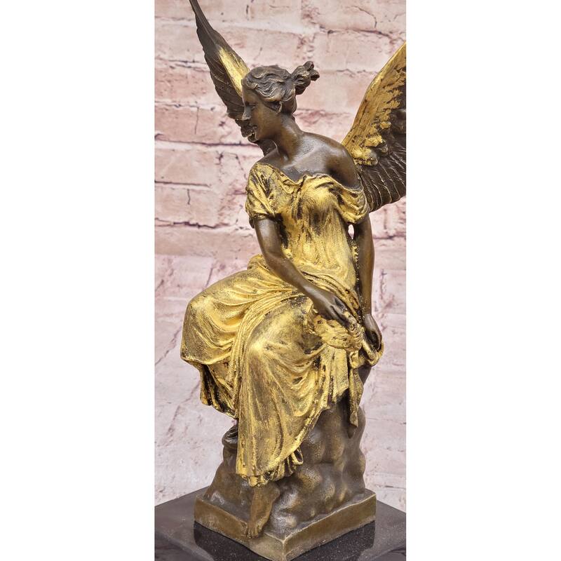 Art Deco Xmas Christmas Angel Bronze Sculpture Louver Museum Quality Home Decor