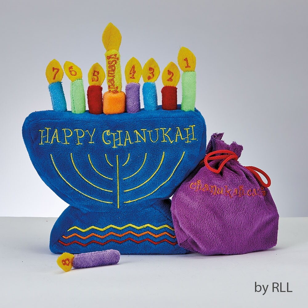 Shop 11pc Blue And Purple Soft Plush Hanukkah Menorah Set With Candles 8 25 Overstock 23496598