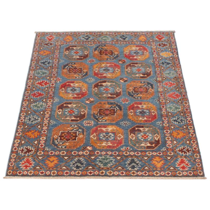 ECARPETGALLERY Hand-knotted Uzbek Ghazni Blue Wool Rug - 3'10 x 5'10