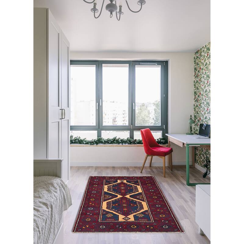 ECARPETGALLERY Hand-knotted Baluch Red Wool Rug - 3'3 x 5'7