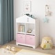 preview thumbnail 16 of 20, 2-Tier Storage Display Kids Dollhouse Bookcase with Storage, Bookshelf with 2 Collapsible Fabric Drawers for Bedroom or Playroom