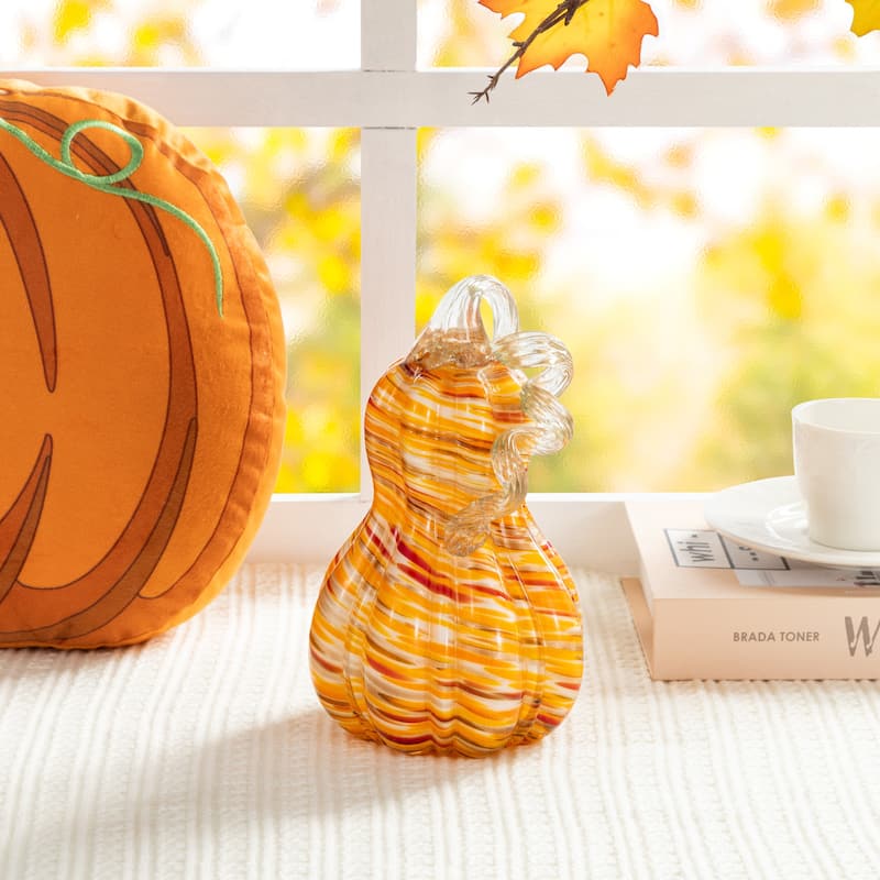 Glitzhome Fall Harvest Glass Pumpkin & Gourd Decor Halloween Thanksgiving Centerpiece (Set of 2/Set of 3)